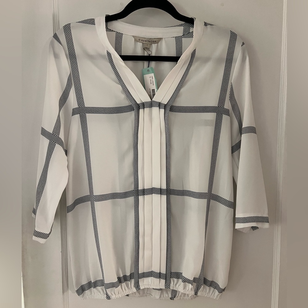 41 Hathorne - 3/4 sleeve black and white blouse - Size Small - NWT